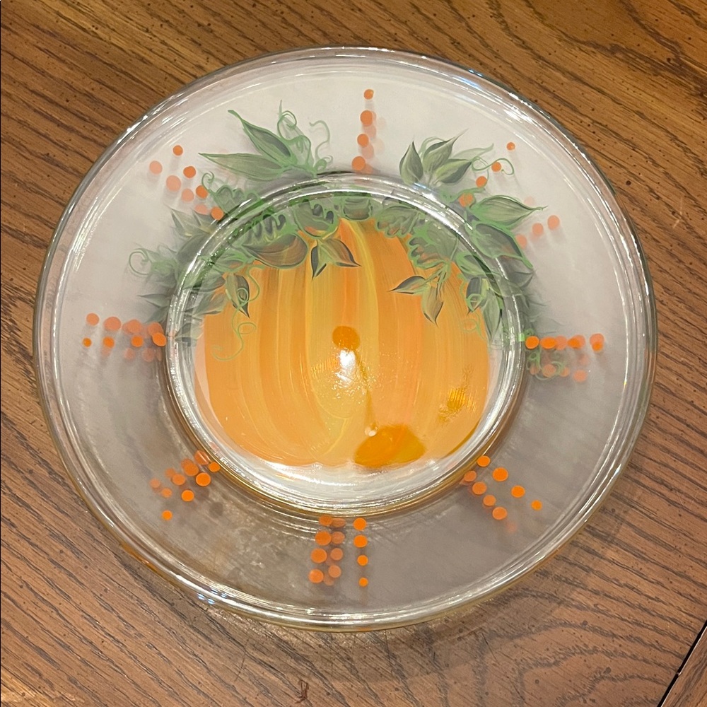 Set of 5 Glass Plates with Orange Pumpkin‎ Design
